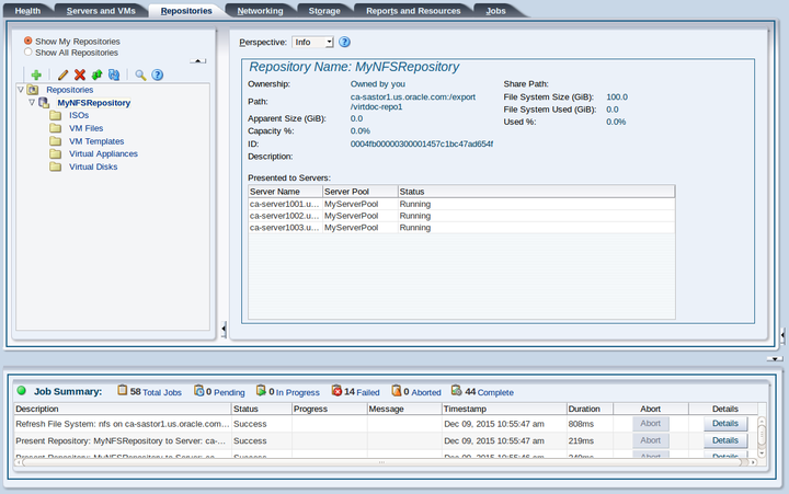 This figure shows the new repository listed in the Repositories tab.
