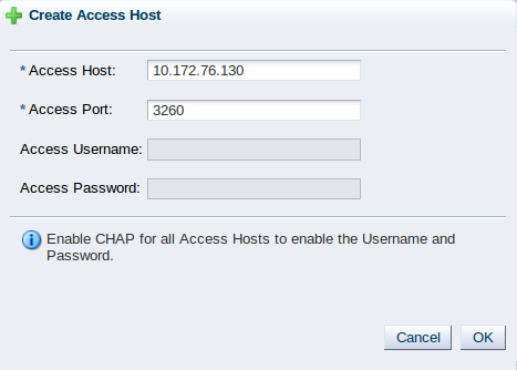 This figure shows the Create Access Host dialog box.