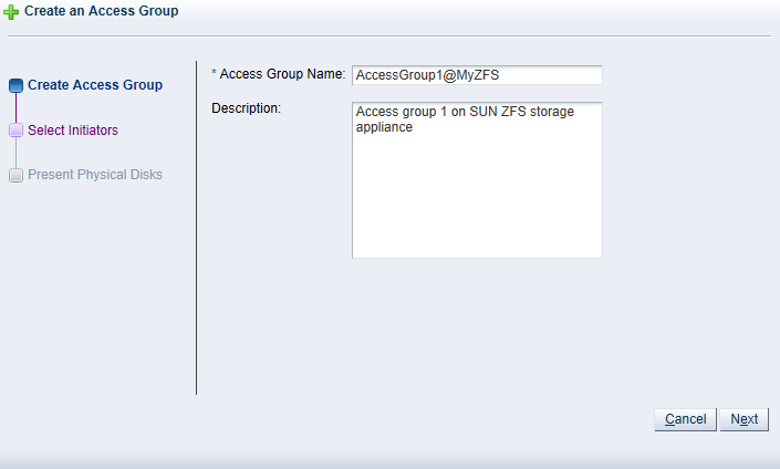 This figure shows the Create Access Group step of the Create an Access Group wizard.