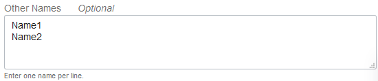 Click to expand Multiline text field, with two lines of text entered.