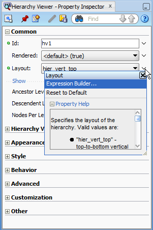 hv layout attribute dropdown menu