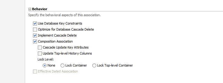 Composition settings in overview editor for association