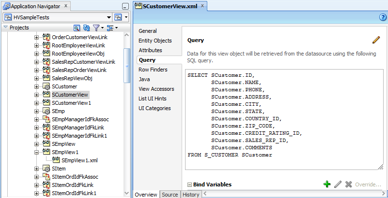 SCustomerViewObject for Hierarchy Viewer Example