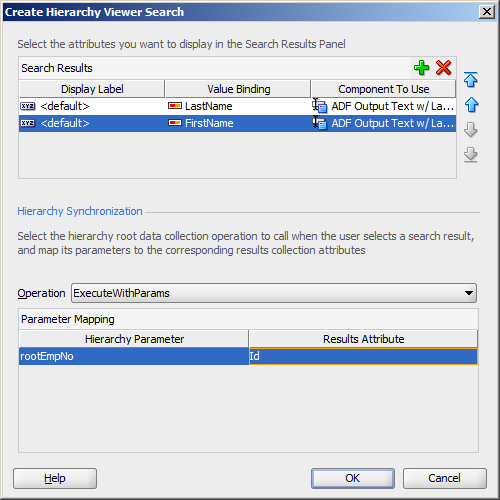 Create Hiearchy Viewer Search dialog.