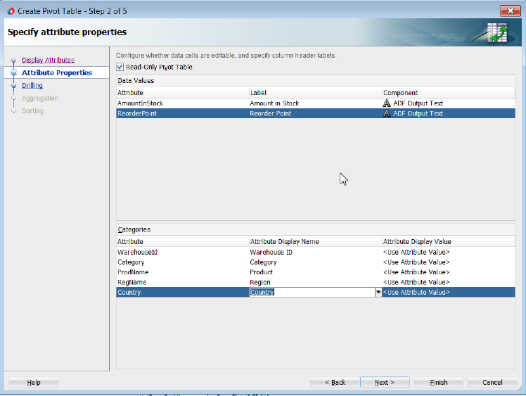 Specify Attributes Labels page of the wizard.