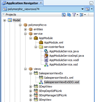 Application Navigator displays serviceinterface contents