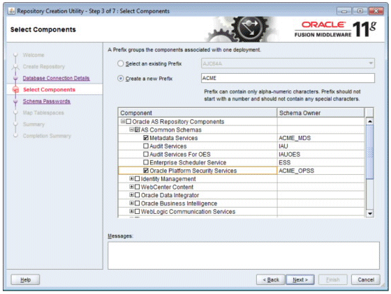 Selecting OPSS schema when using RCU. Selecting OPSS schema when using RCU.