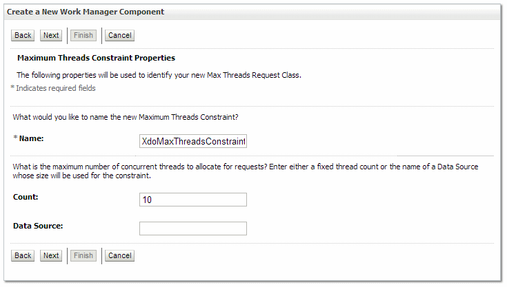 Specify name and thread count Specify name and thread count