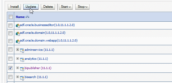 Update the bipublisher application Update the bipublisher application