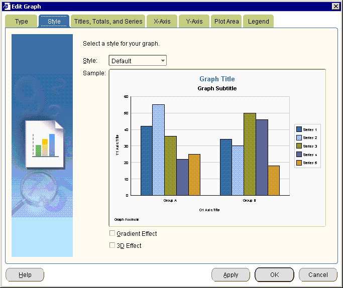 The Graph Type dialog. The Graph Type dialog.
