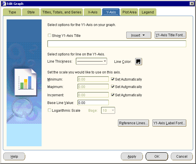 The Y-Axis dialog. The Y-Axis dialog.