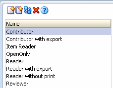Roles page, general controls, left panel Roles page, general controls, left panel