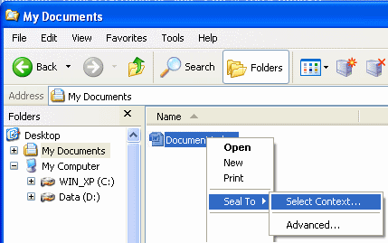 Seal To and Context menus selected Seal To and Context menus selected