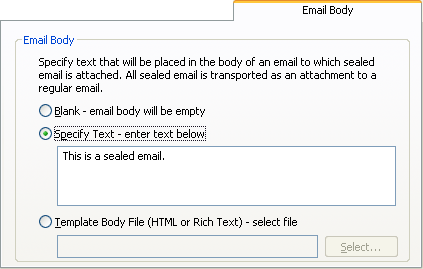 Email Body tab Email Body tab