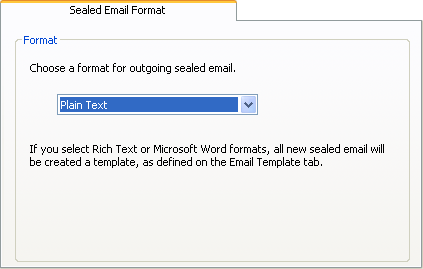 Sealed Email Format tab Sealed Email Format tab