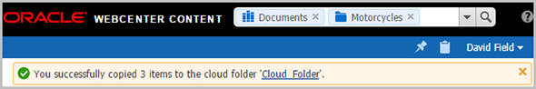 Copy confirmation message