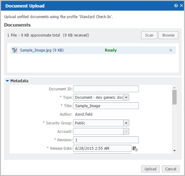 Document Upload page