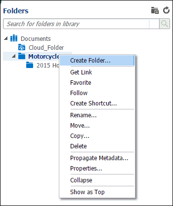 Folder Contextual Menu