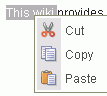RTE Cut, Copy, and Paste options on context menu