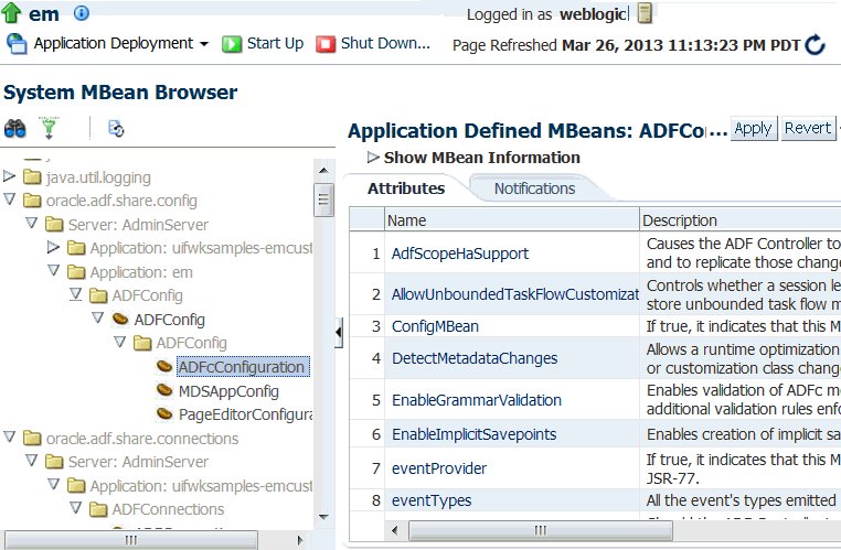 ADF Configuraton Mbean