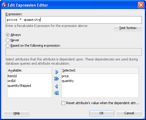 Edit Expression Editor dialog