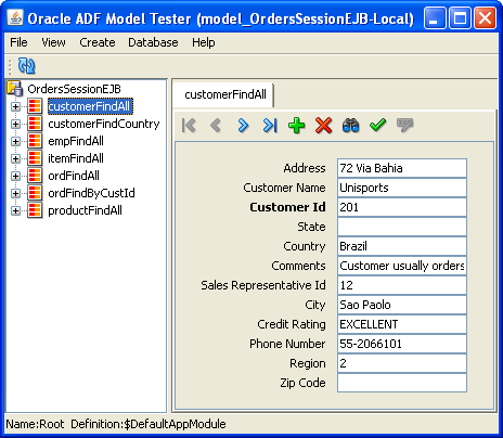 Detail record for the customerFindAll accessor