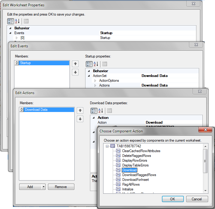 ActionSet Download Data to ADF Table Component