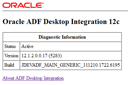 ADF Desktop Integration remote servlet message