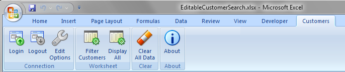 Runtime Ribbon Tab of EditCustomerSearch.xlsx