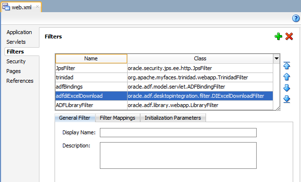Filters tab of web.xml