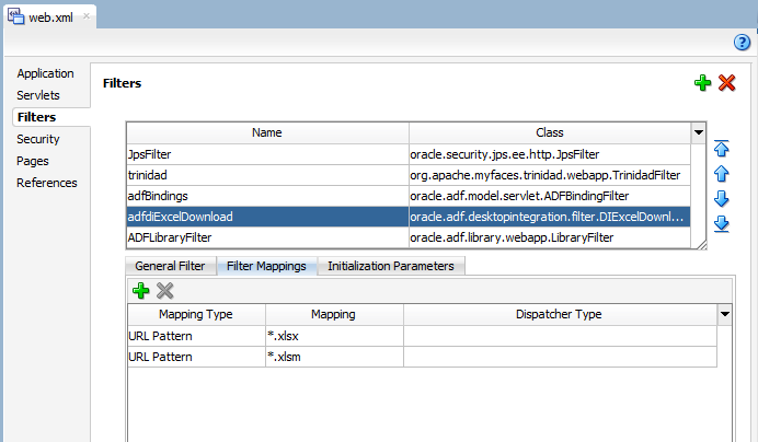 Displays Filters page properties.