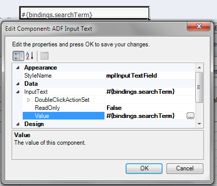 ADF Input Text component for simple search form