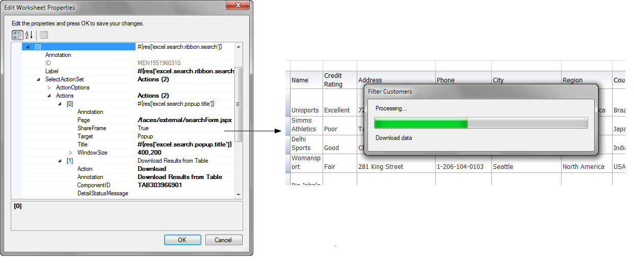 Action Sets of Search Button
