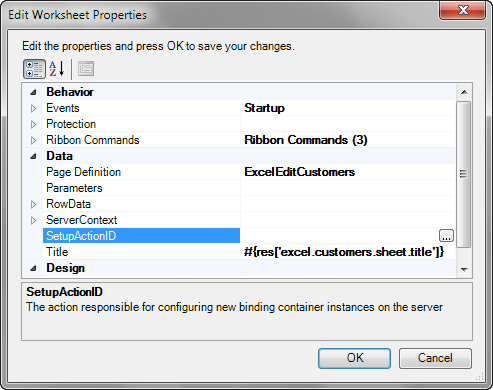 SetupActionID Property in Edit Worksheet Properties Dialog
