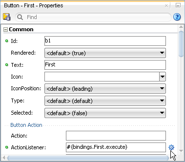 The cursor hovering next to the icon for the property menu