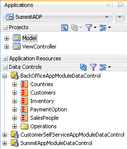 Data Controls panel showing Summit sample data controls