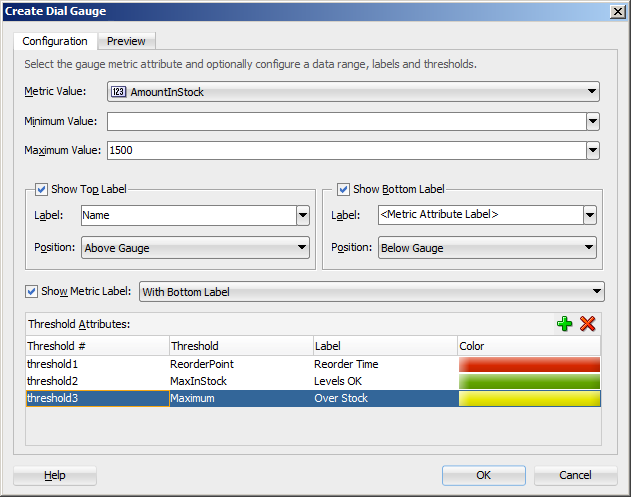 Create Gauge Binding Dialog