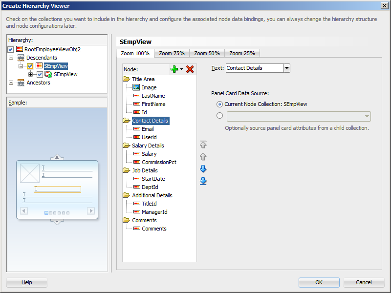 Hierarchy Viewer With Default Panel Card Data Source