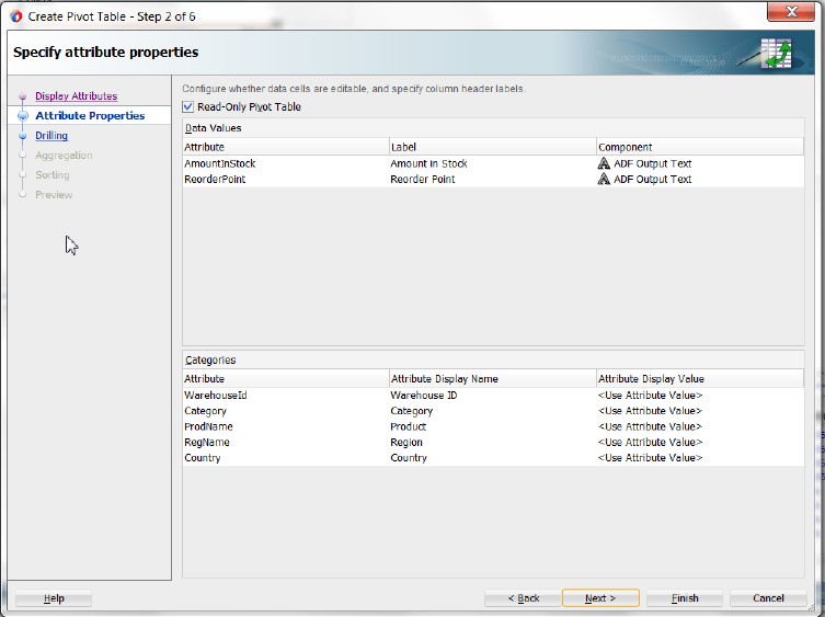 Specify Attributes Properties page of the wizard.
