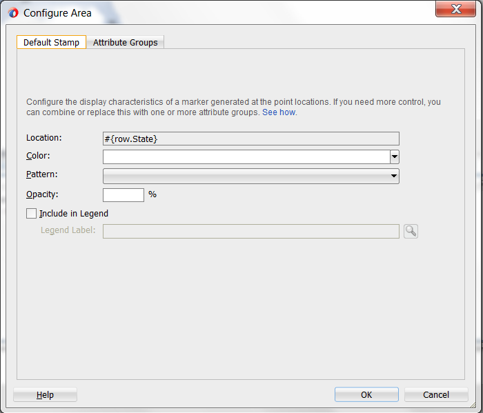 Configure area dialog default stamp page
