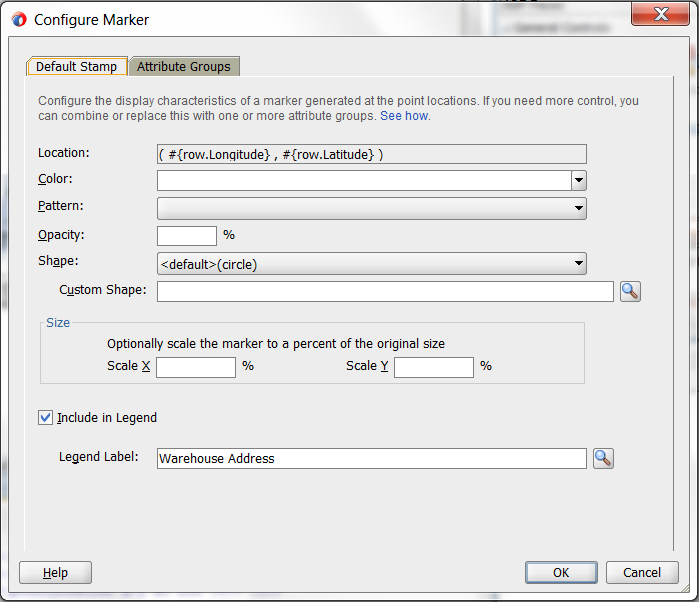 Configure Marker Dialog default stamp page