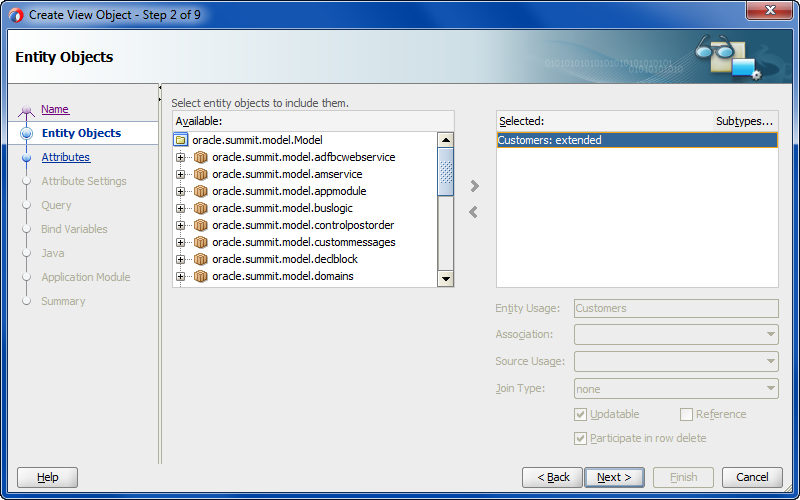 Base entity object selected