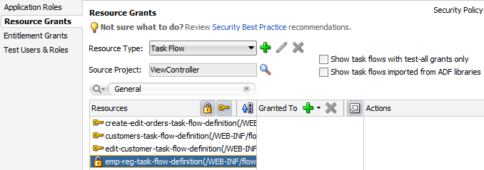 Selecting a resource in ADF policy editor