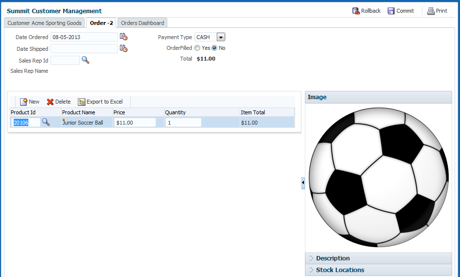 FOD order details view