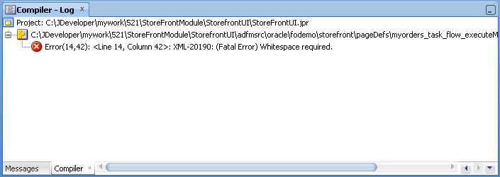 Compile error in Compiler window