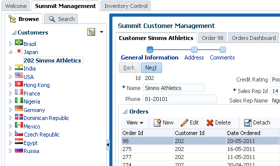Simms Athletics selected in tree and shown in form