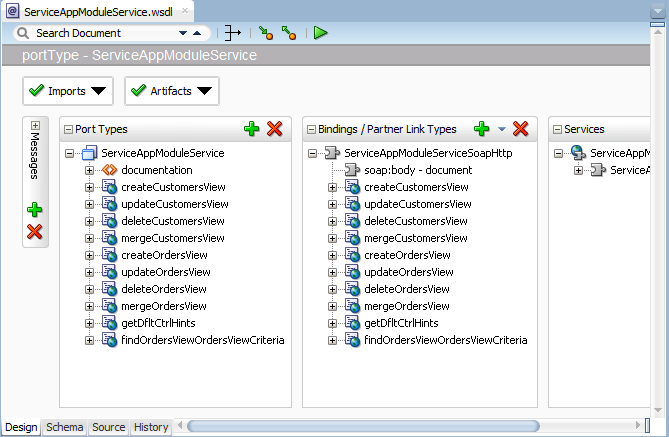 WSDL document in design view
