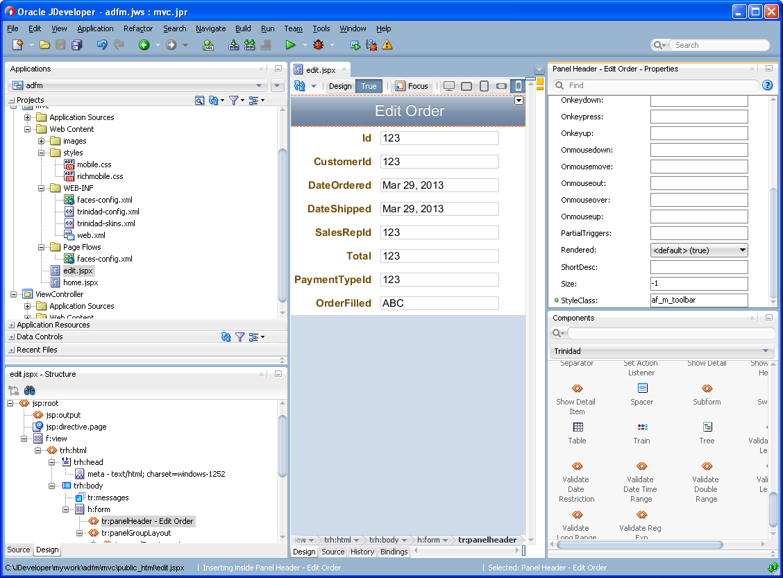 Using Trinidad components.