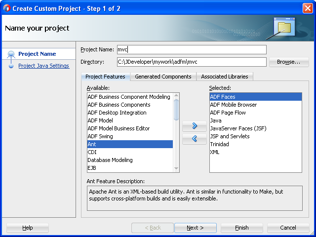 Add the ADF page flow technology.