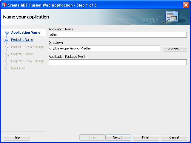 The Name your application page.